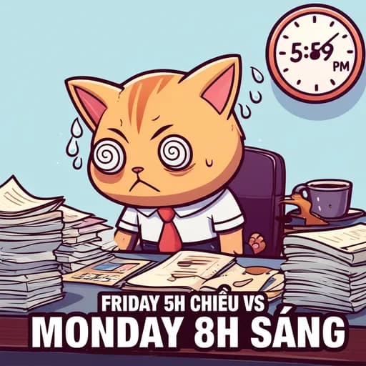 Meme mèo văn phòng chiều thứ Sáu